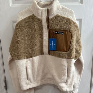 Columbia Sherpa Fleece Jacket - Cream and Brown